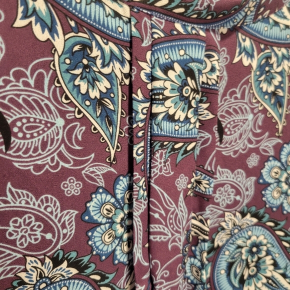 41 Hawthron Size 2x Purple Boho Print Long Flare Sleeves Top - Picture 5 of 8